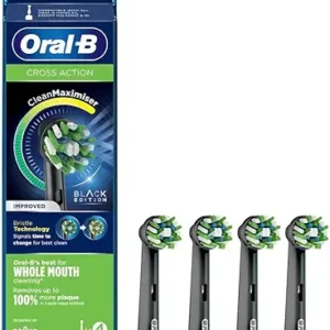 Oral-B Crossaction Electric Toothbrush Replacement Brush Head Refills, Black , 4 Count (Pack of 1)