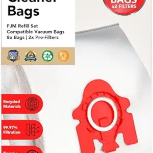 Miele AirClean 3D Efficiency Dust Bag, Type FJM, XL Value Pack, 8 Bags & 4 Filters package may vary