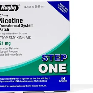 Rugby Clear Nicotine Patches - 7mg Transdermal System Patch - Smoking or Vaping Quitting Aid - Step 3 - (1 Pack)