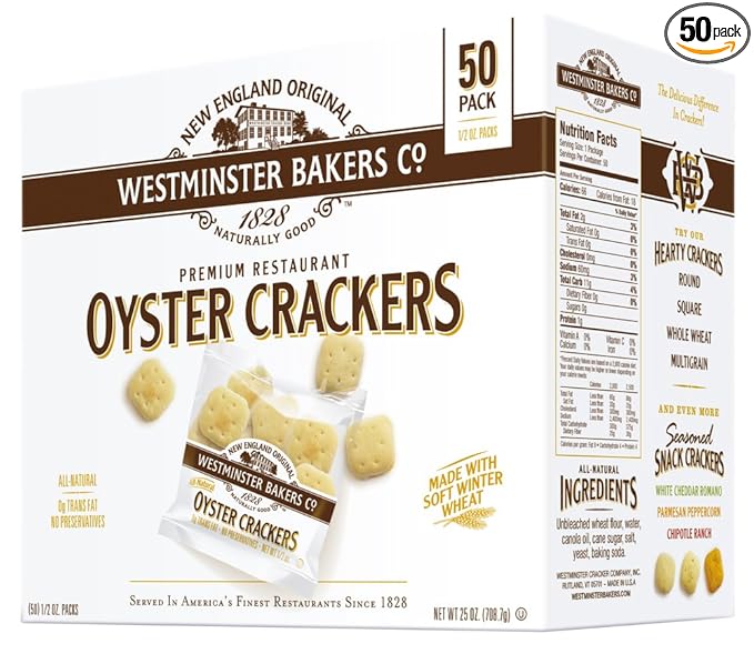 Westminster Bakers Company Premium Restaurant Oyster Crackers, 25 Ounce (50 Count, 1/2 Ounce)