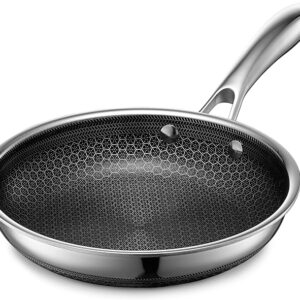 HexClad Hybrid Nonstick 8-Inch Frying Pan with Tempered Glass Lid, Stay-Cool Handle, Dishwasher-Friendly, Oven-Safe Up to 900°F, Induction Ready, Compatible with All Cooktops