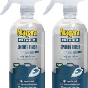 Niagara Spray Starch (22 Oz, 2 Pack) Trigger Pump Liquid Starch for Ironing, Non-Aerosol Spray on Starch, Reduces Ironing Time, No Flaking, Sticking or Clogging, Biodegradable Ingredients, Recyclable