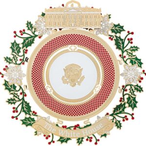 Official 2025 White House Christmas Ornament – Honors 150 Years of White House State Dinners, 24k Gold-Finished Brass, Includes Ribbon & Booklet, Collectible Gift in Keepsake Box, Made in USA