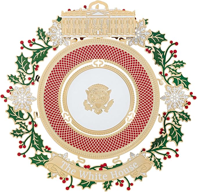 Official 2025 White House Christmas Ornament – Honors 150 Years of White House State Dinners, 24k Gold-Finished Brass, Includes Ribbon & Booklet, Collectible Gift in Keepsake Box, Made in USA