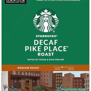 Starbucks Pike Place Decaffeinated Coffee Single-Serve K-Cup, 24 Count