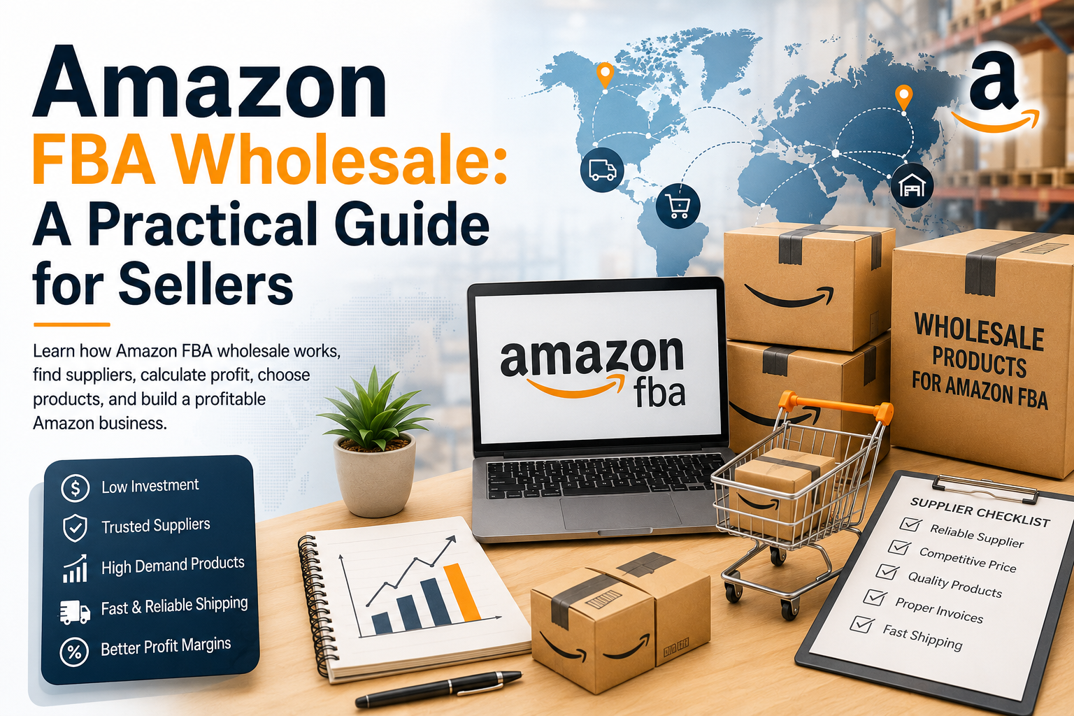 Amazon FBA wholesale practical guide with wholesale products, suppliers, inventory, and fulfillment
