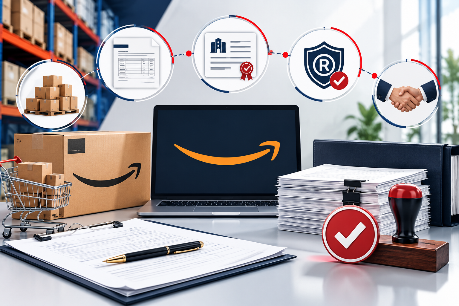 Amazon wholesale supplier requirements including invoices, business documents, brand approval, and FBA inventory